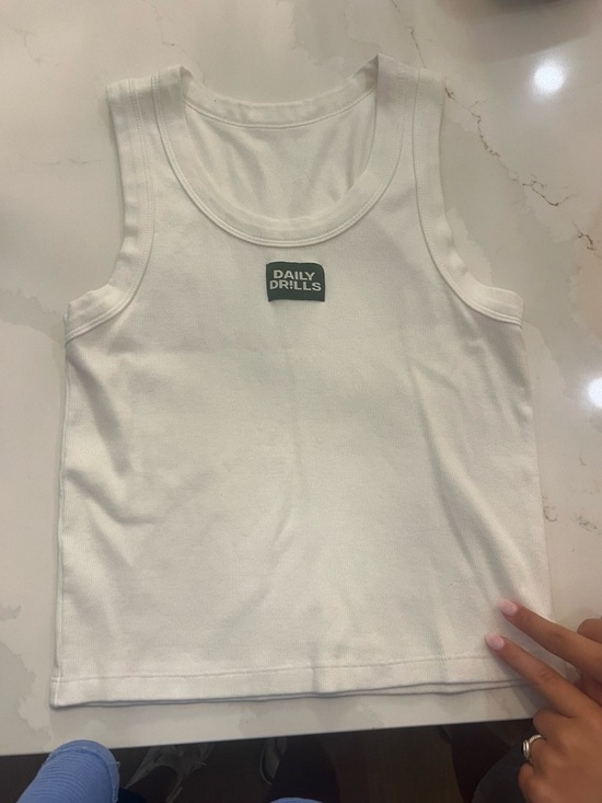 Daily Drills Tops - Daily Drills White Tank Top with Small Logo